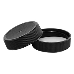 BLACK PP LID FOR FLINT GLASS SAUCE ROUND BOTTLE 12 OZ