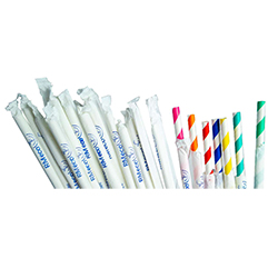 WRAPPED MULTICOLORED STRIPED PAPER STRAW 10MM 10