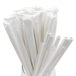 WRAPPED WHITE PAPER STRAW 6MM 7.75
