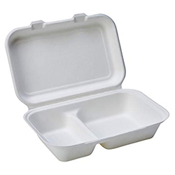 BAGASSE HINGED TAKEOUT CONTAINER 2C 9