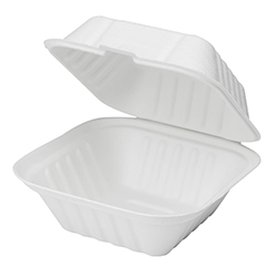 BAGASSE HINGED TAKEOUT CONTAINER 6''X6