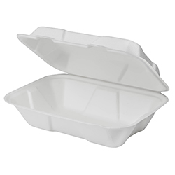BAGASSE HINGED TAKEOUT CONTAINER 9''X6
