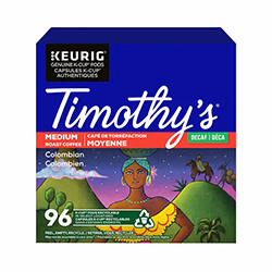 CAPSULES KEURIG TIMOTHY'S COLOMBIEN DÉCAFÉINÉ