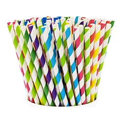 MULTICOLORED STRIPED PAPER STRAW 12 MM 10