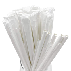 PAILLE EN PAPIER BLANC ENVELOPPÉE 8 MM 10