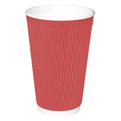 VERRE BREUVAGE CHAUD PAROI GAUFRÉE ROUGE 16 OZ 90 MM