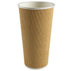 VERRE BREUVAGE CHAUD PAROI GAUFRÉE BRUN 20 OZ 90 MM