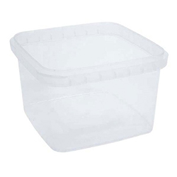 SQUARE TAMPERPROOF CLEAR CONTAINER 48 OZ 145 MM