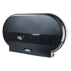 BLACK PLASTIC TWIN JRT BATHROOM TISSUE DISPENSER