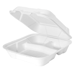 3 COMPARTMENTS COMPOSTABLE HINGED CONTAINER LARGE