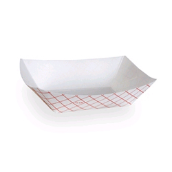 CHECKED PAPER COATED FOOD TRAY 0.5LB 8OZ