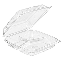 CLEAR 3 COMPARTMENT HINGED CONTAINER 87.5OZ