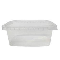 CLEAR SQUARE TAMPER EVIDENT CONTAINER 8OZ 95MM