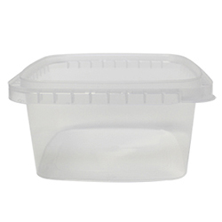 CLEAR SQUARE TAMPER EVIDENT CONTAINER 32OZ 145MM