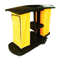 CHARIOT DE NETTOYAGE NOIR AVEC 2 SACS EN VINYLE JAUNE