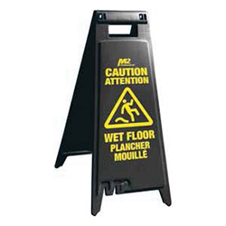 BLACK BILINGUAL WET FLOOR SIGN 27