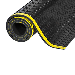 INDUSTRIAL DECK PLATE BLACK YELLOW BORDER CARPET 2'X3'