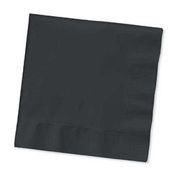 BEVERAGE NAPKINS BLACK 1/4 FOLD 2PLY
