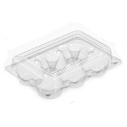 CLEAR HINGED 6 REGULAR MUFFIN CONTAINER