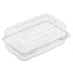 CLEAR PLASTIC HINGED CONTAINER FOR 6 CROISSANTS