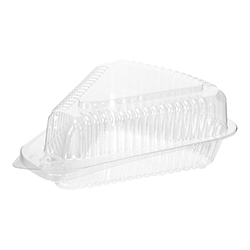 CLEAR SHALLOW PIE SLICE PLASTIC HINGED CONTAINER