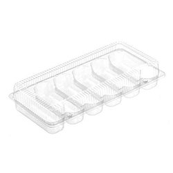 6 ECLAIRS CLEAR PLASTIC HINGED CONTAINER
