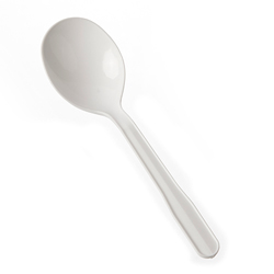 WHITE PLASTIC SOUP SPOON