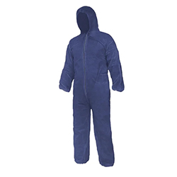 BLUE POLY DISPOSABLE COVERALL LARGE