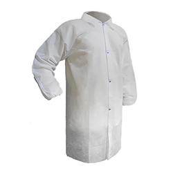 WHITE POLYPROPYLENE LABCOAT LARGE
