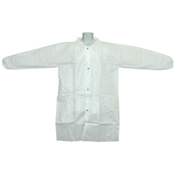 WHITE POLY DISPOSABLE LABCOAT LARGE