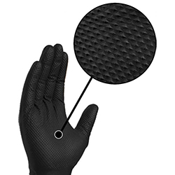 DIAMOND TEXTURED BLACK NITRILE GLOVES X-LARGE