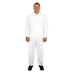 WHITE POLY DISPOSABLE COVERALL X-LARGE