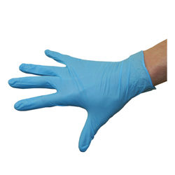 Blue nitrile gloves