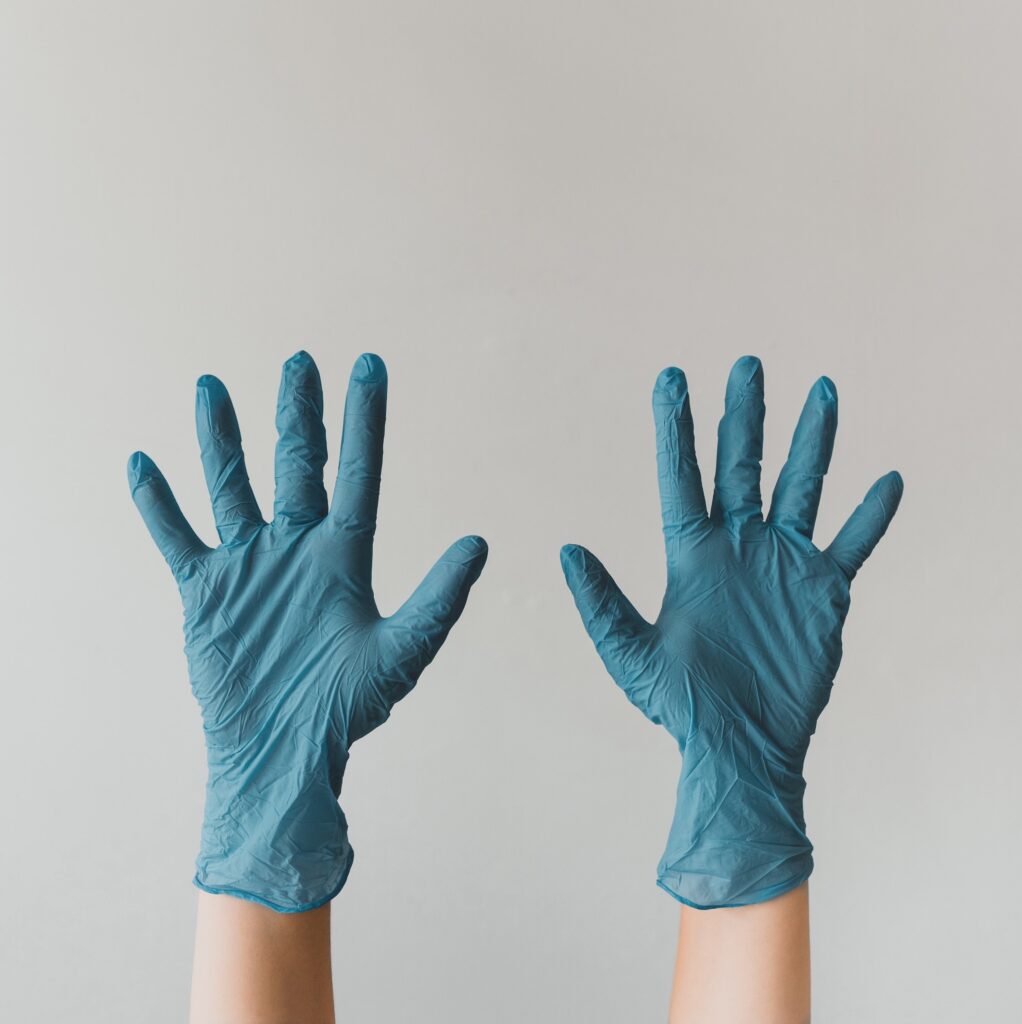Blue nitrile gloves without powder
